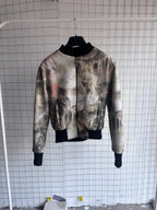Vintage Roberto Cavalli Renaissance Satin Angel Zipper & Rhinestones Bomberjacke Gr. M