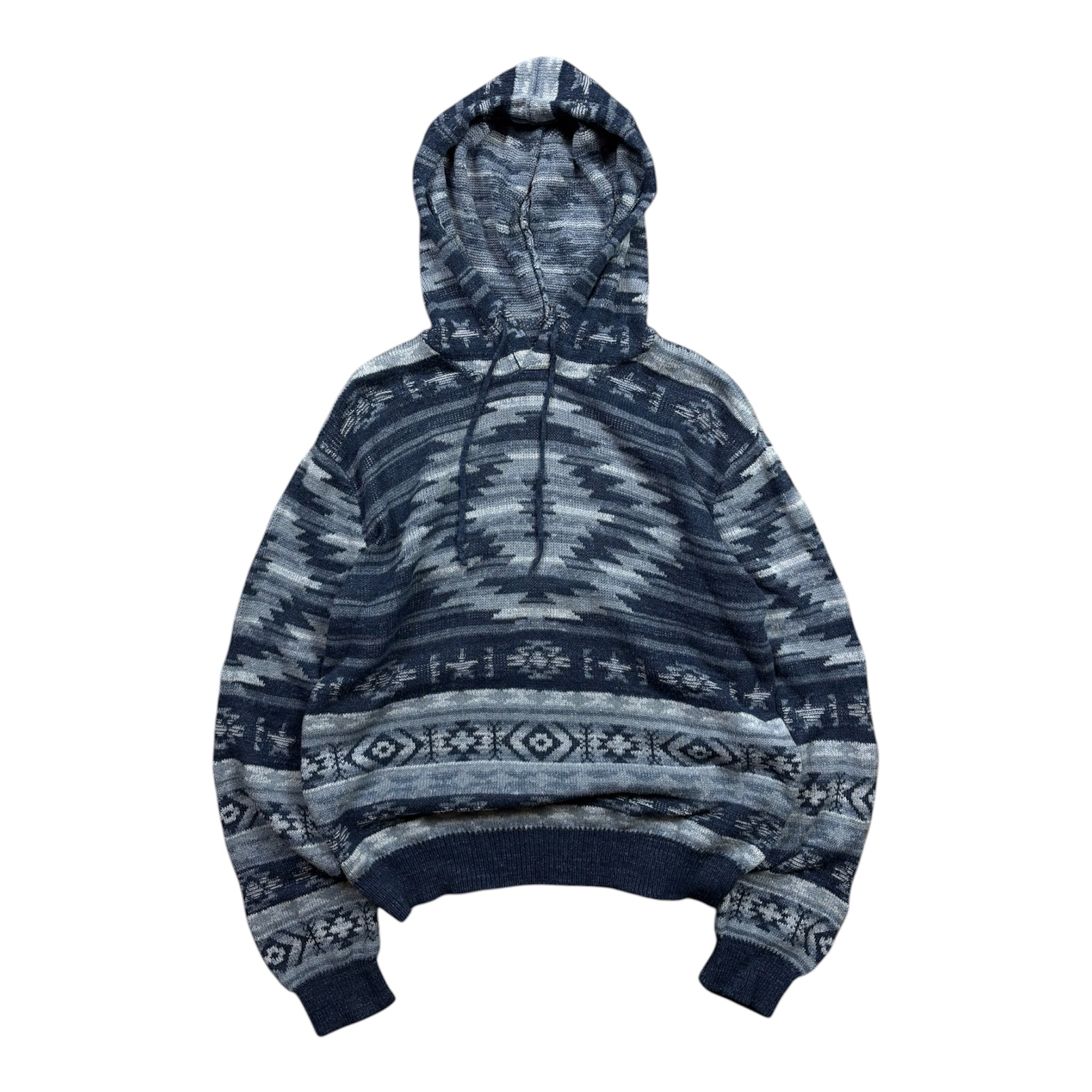 Vintage Polo Ralph Lauren Southwestern Aztec Indigo Knit Hoodie
