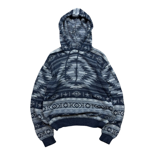 Vintage Polo Ralph Lauren Southwestern Aztec Indigo Knit Hoodie