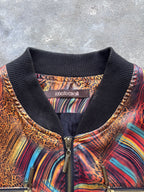 Roberto Cavalli Vintage Satin Bomberjacke Animal Print & Waves Gr. L