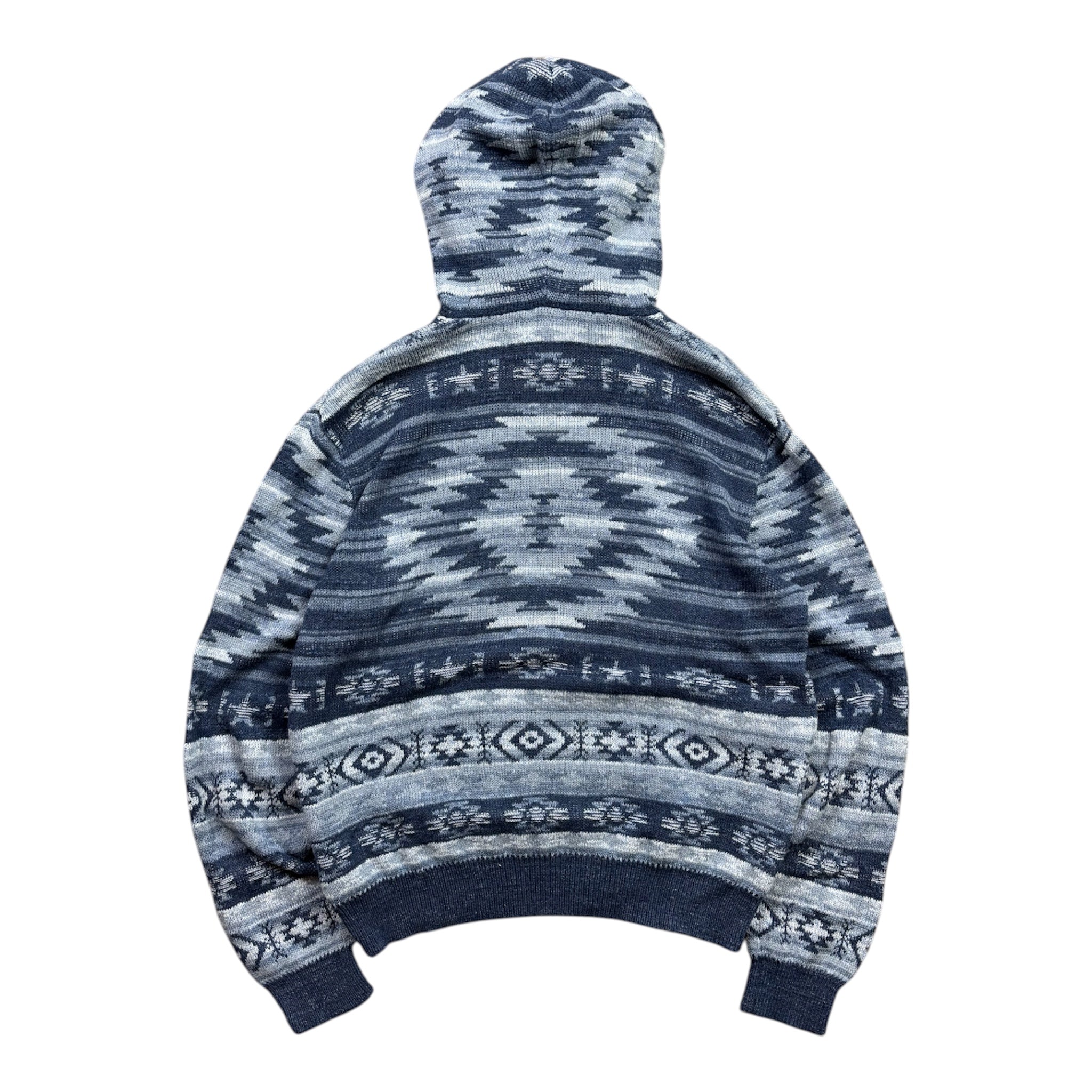 Vintage Polo Ralph Lauren Southwestern Aztec Indigo Knit Hoodie