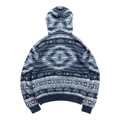 Vintage Polo Ralph Lauren Southwestern Aztec Indigo Knit Hoodie