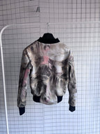Vintage Roberto Cavalli Renaissance Satin Angel Zipper & Rhinestones Bomberjacke Gr. M