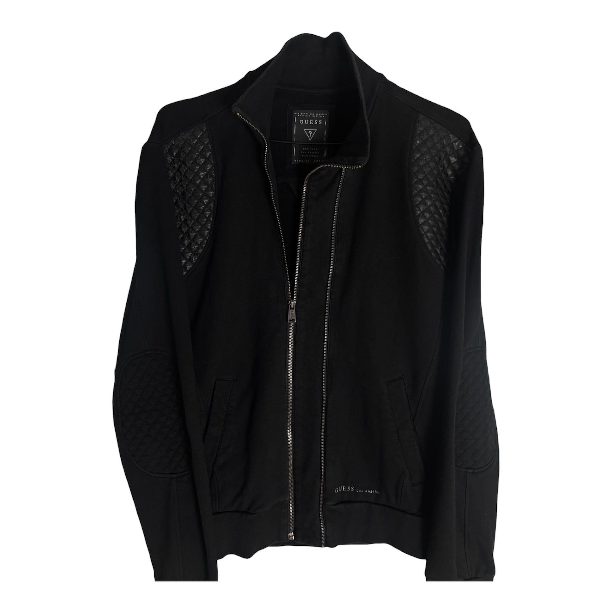 Vintage Guess Los Angeles Sweatjacke mit Lederpartien