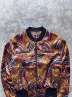 Roberto Cavalli Vintage Satin Bomberjacke Animal Print & Waves Gr. L