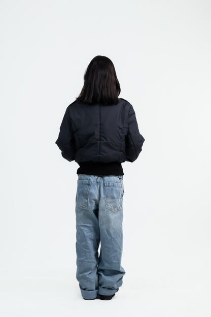 Vintage Fellkragen Bomberjacket