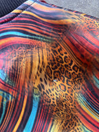 Roberto Cavalli Vintage Satin Bomberjacke Animal Print & Waves Gr. L