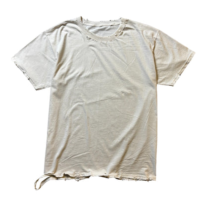 Trashed Washed Out White T-Shirt Size L