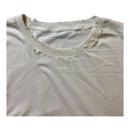 Trashed Washed Out White T-Shirt Size L