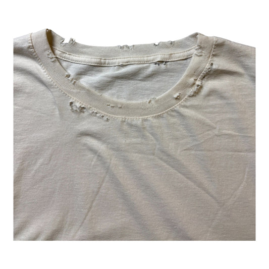 Trashed Washed Out White T-Shirt Size L