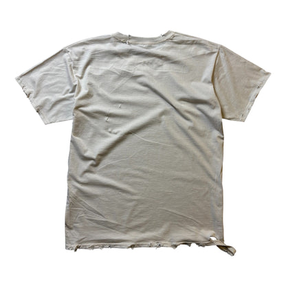 Trashed Washed Out White T-Shirt Size L