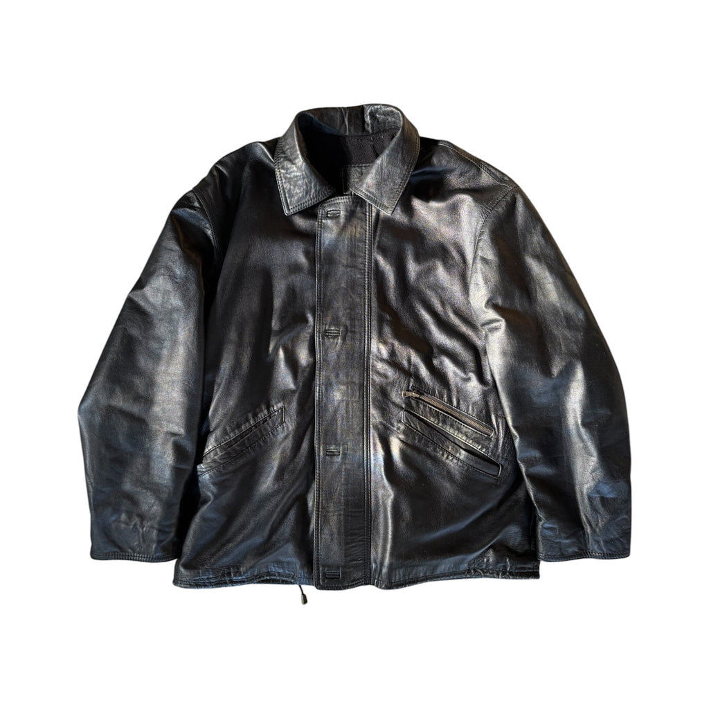 Vintage Hooded Leather Jacket Size XL