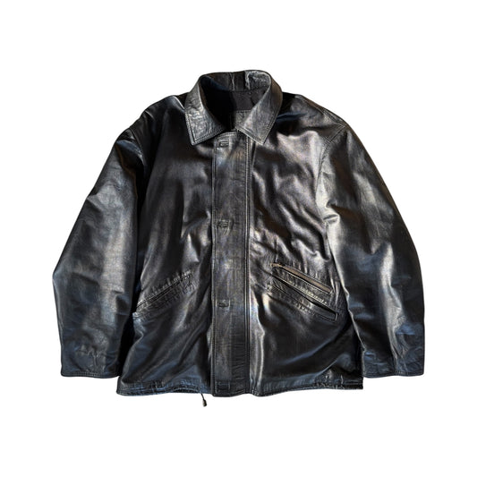 Vintage Hooded Leather Jacket Size XL