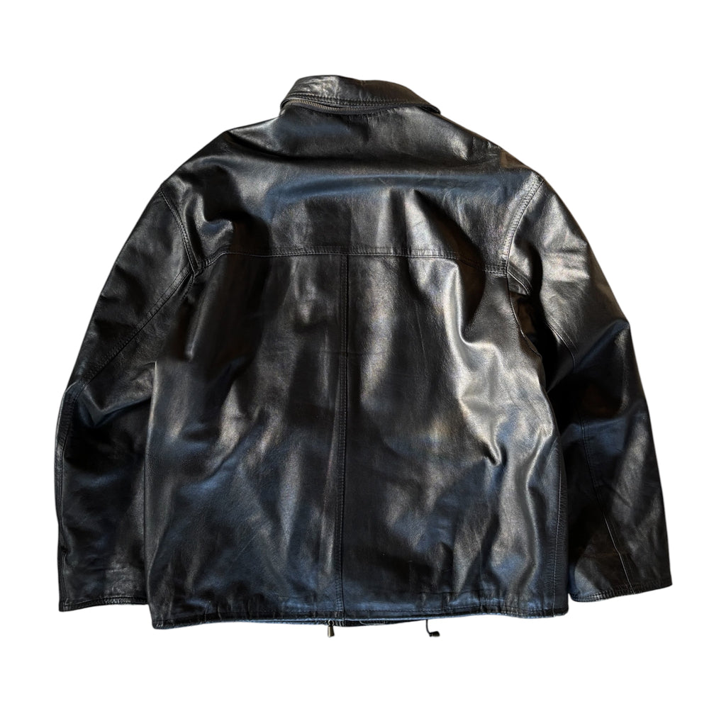 Vintage Hooded Leather Jacket Size XL