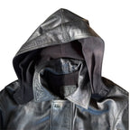 Vintage Hooded Leather Jacket Size XL
