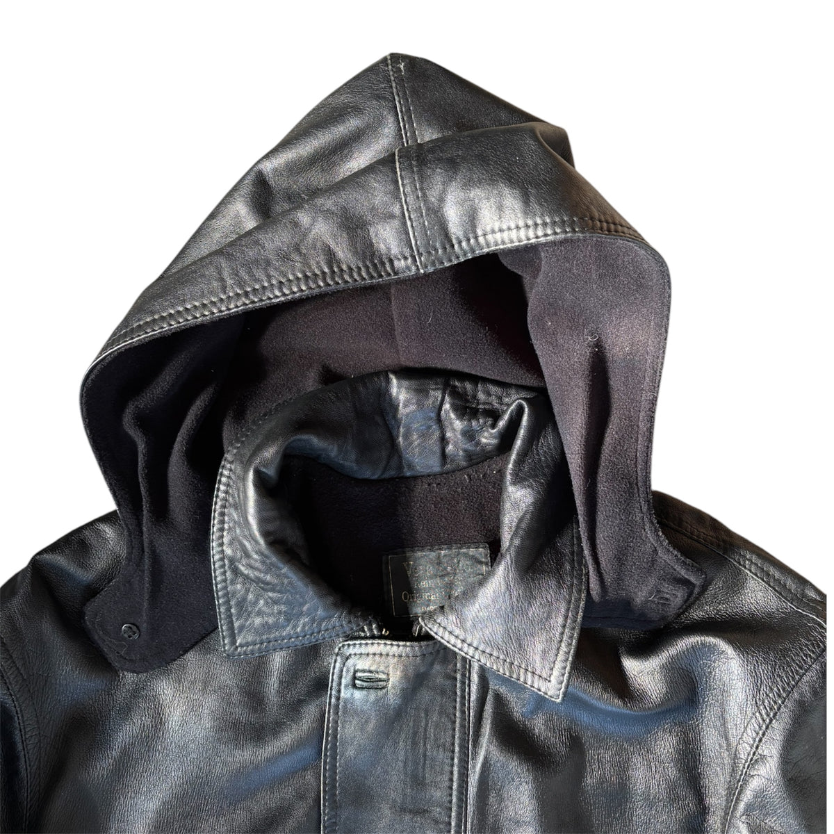 Vintage Hooded Leather Jacket Size XL