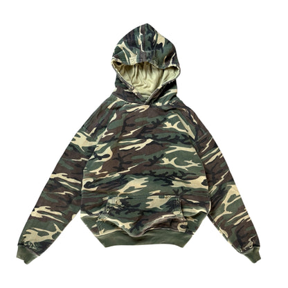 Vintage Distressed Camouflage Hoodie Size M