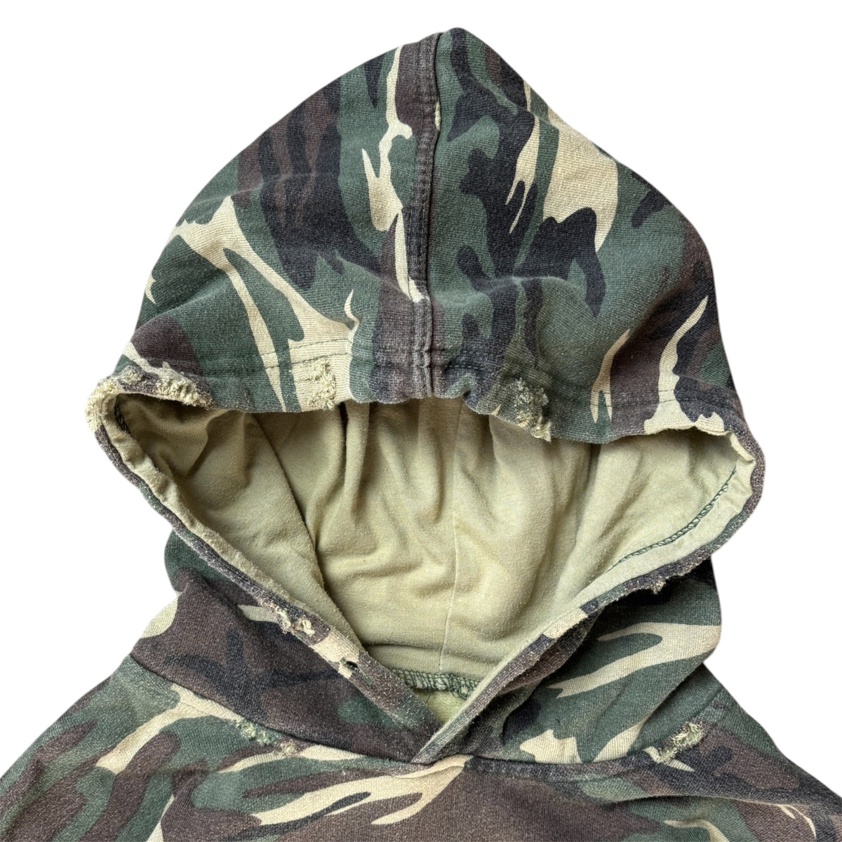 Vintage Distressed Camouflage Hoodie Size M