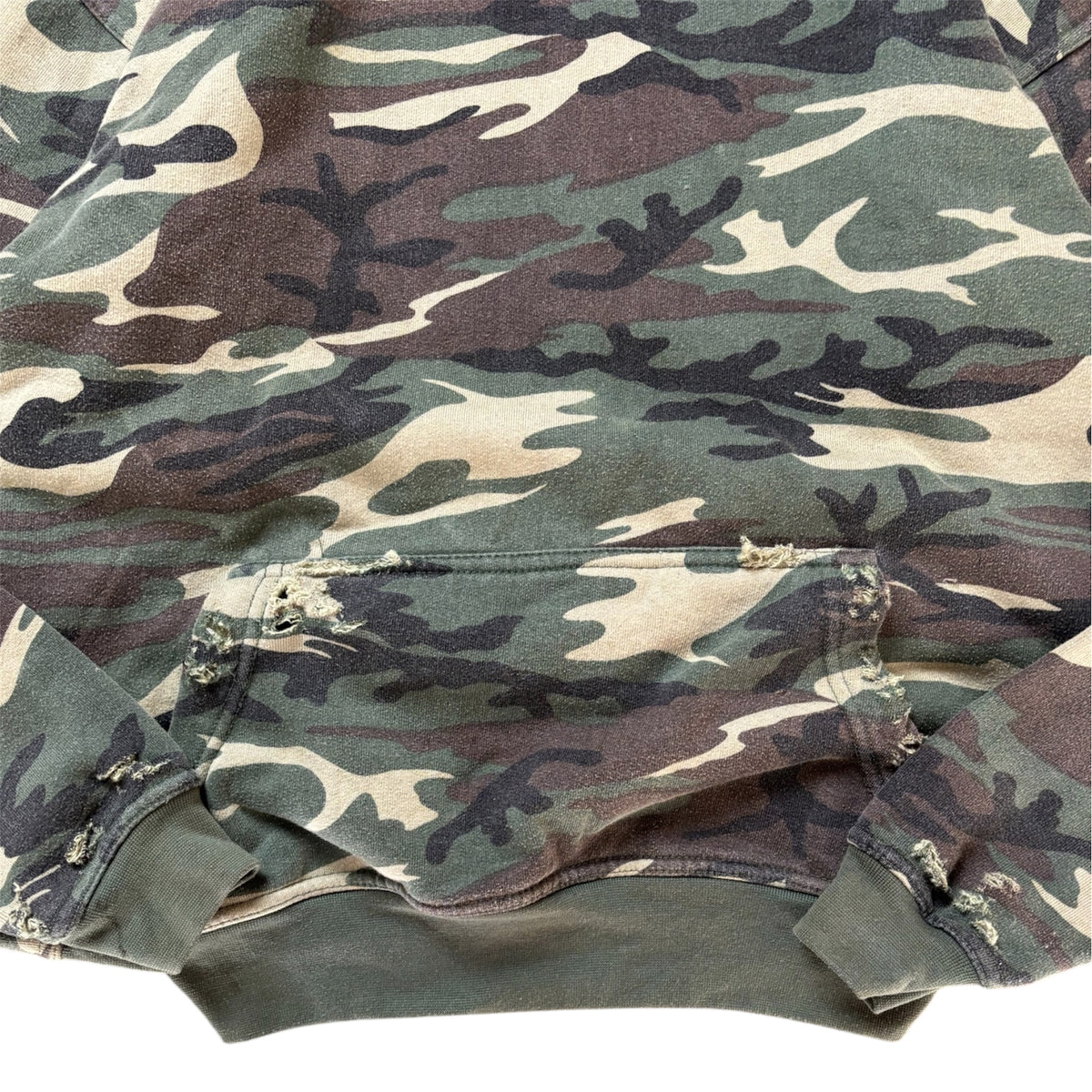 Vintage Distressed Camouflage Hoodie Size M