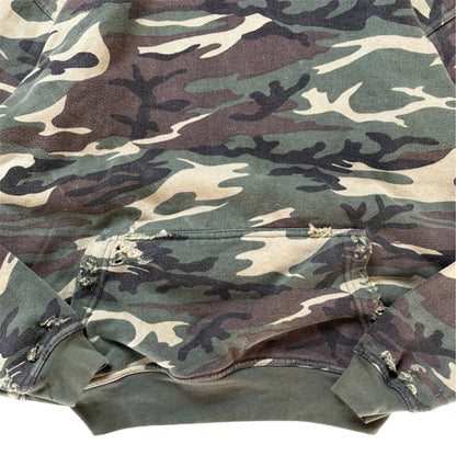 Vintage Distressed Camouflage Hoodie Size M