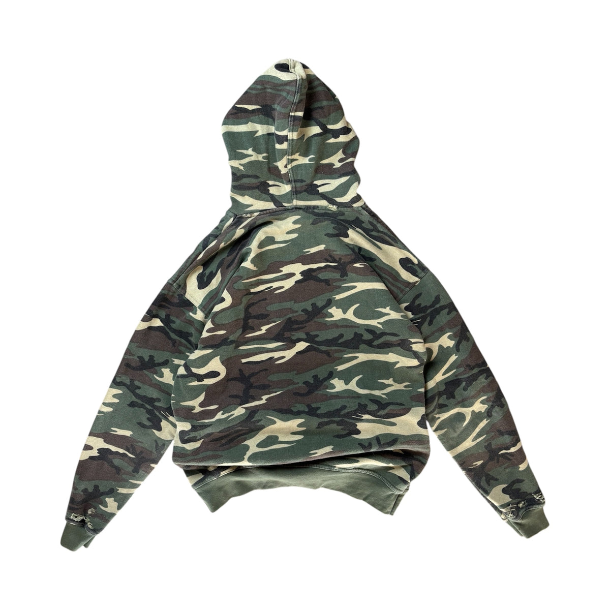 Vintage Distressed Camouflage Hoodie Size M