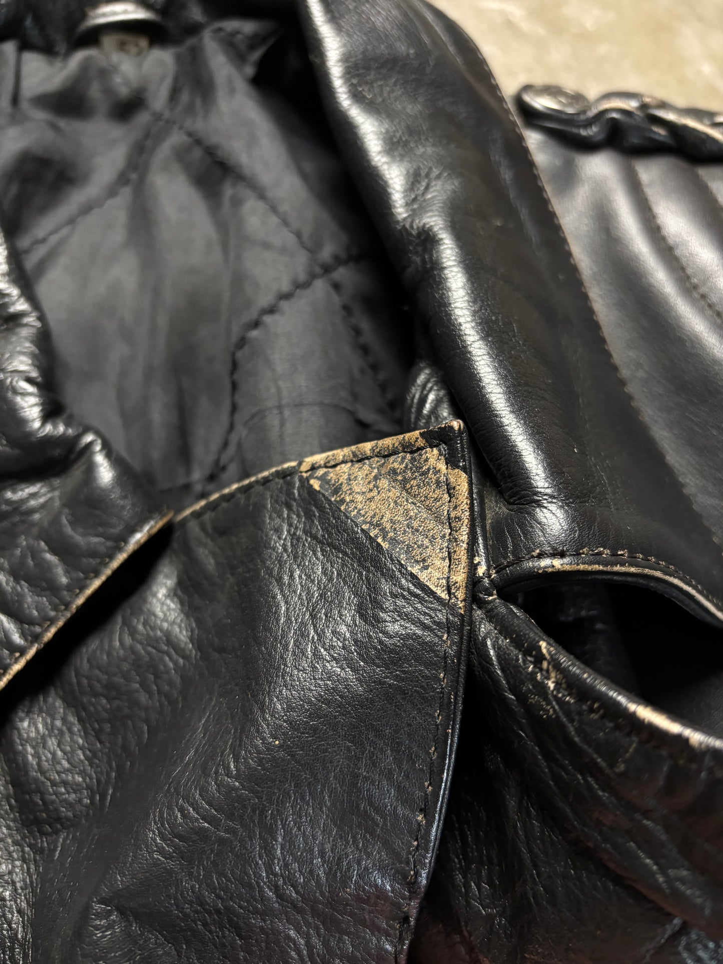 Vintage Biker Real Leather Jacket Size M