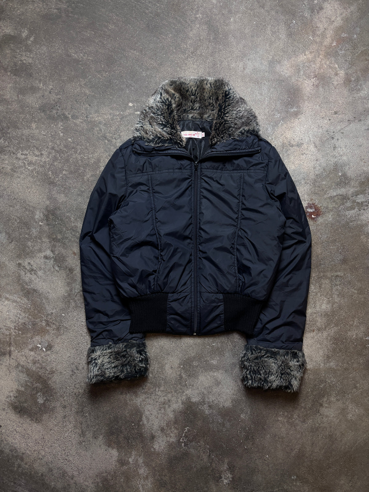 Vintage Fellkragen Bomberjacket