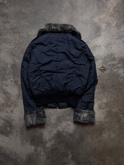 Vintage Fellkragen Bomberjacket