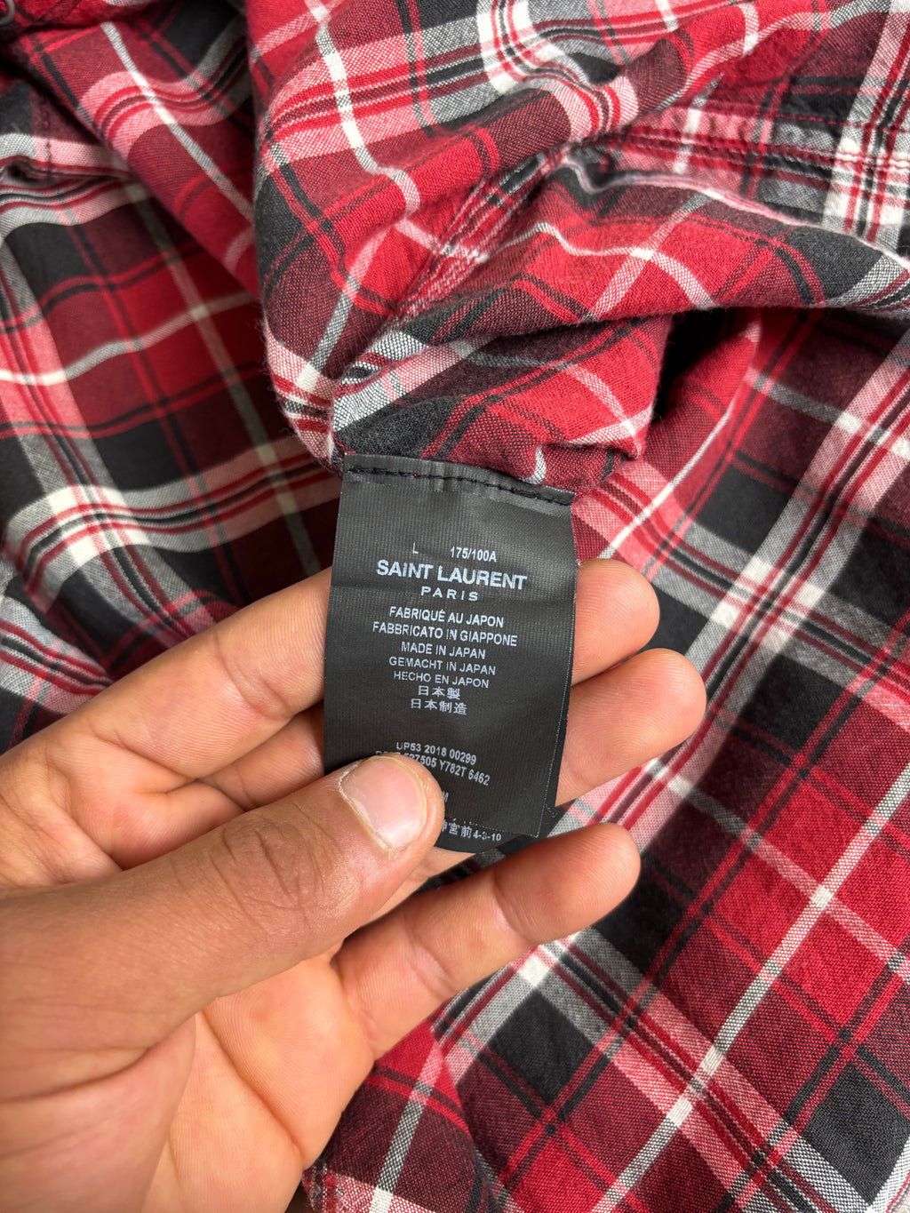 Saint Laurent Paris Tartan Western Style Flannel Shirt Size L