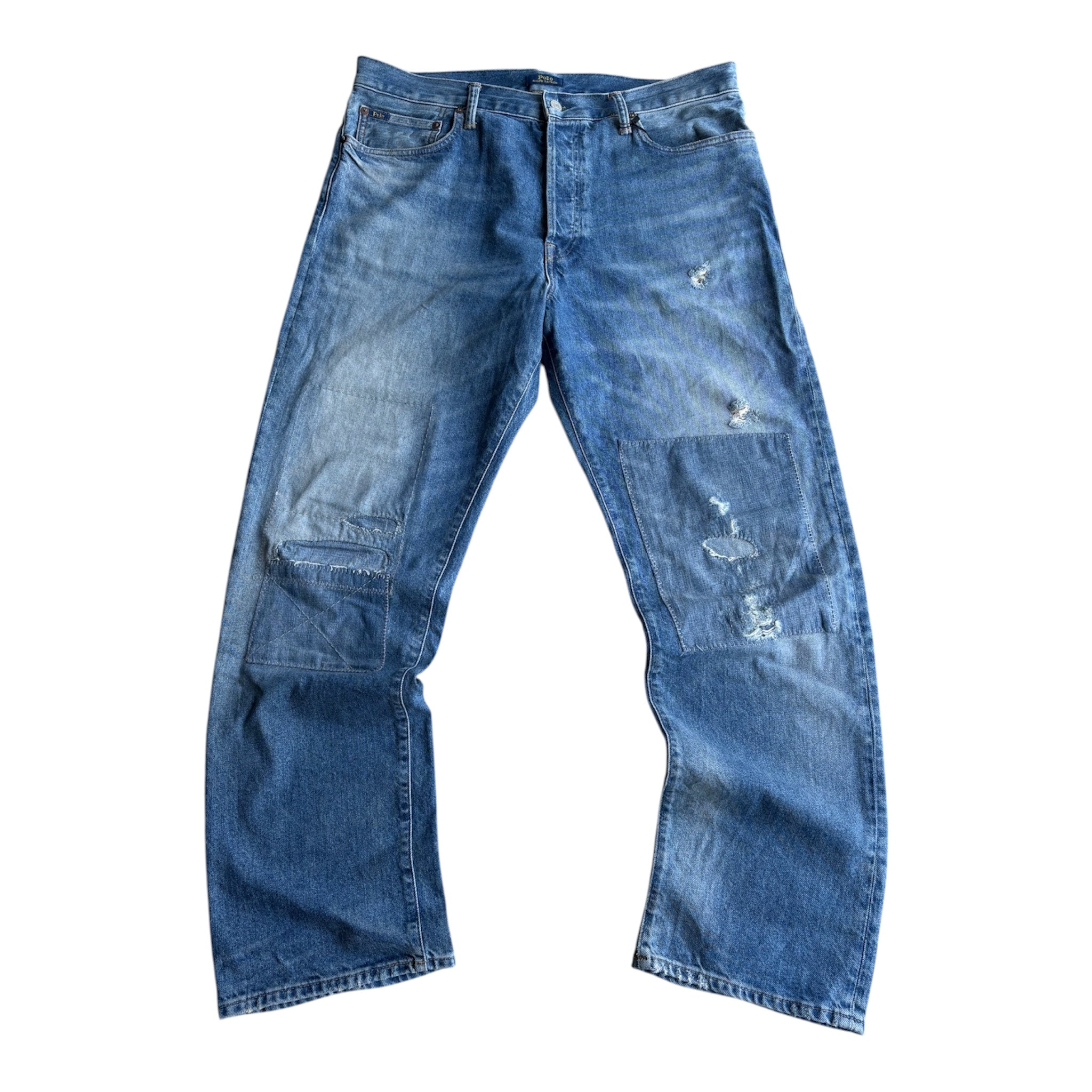Vintage Polo Ralph Lauren Distressed & Repaired Straight Leg Jeans