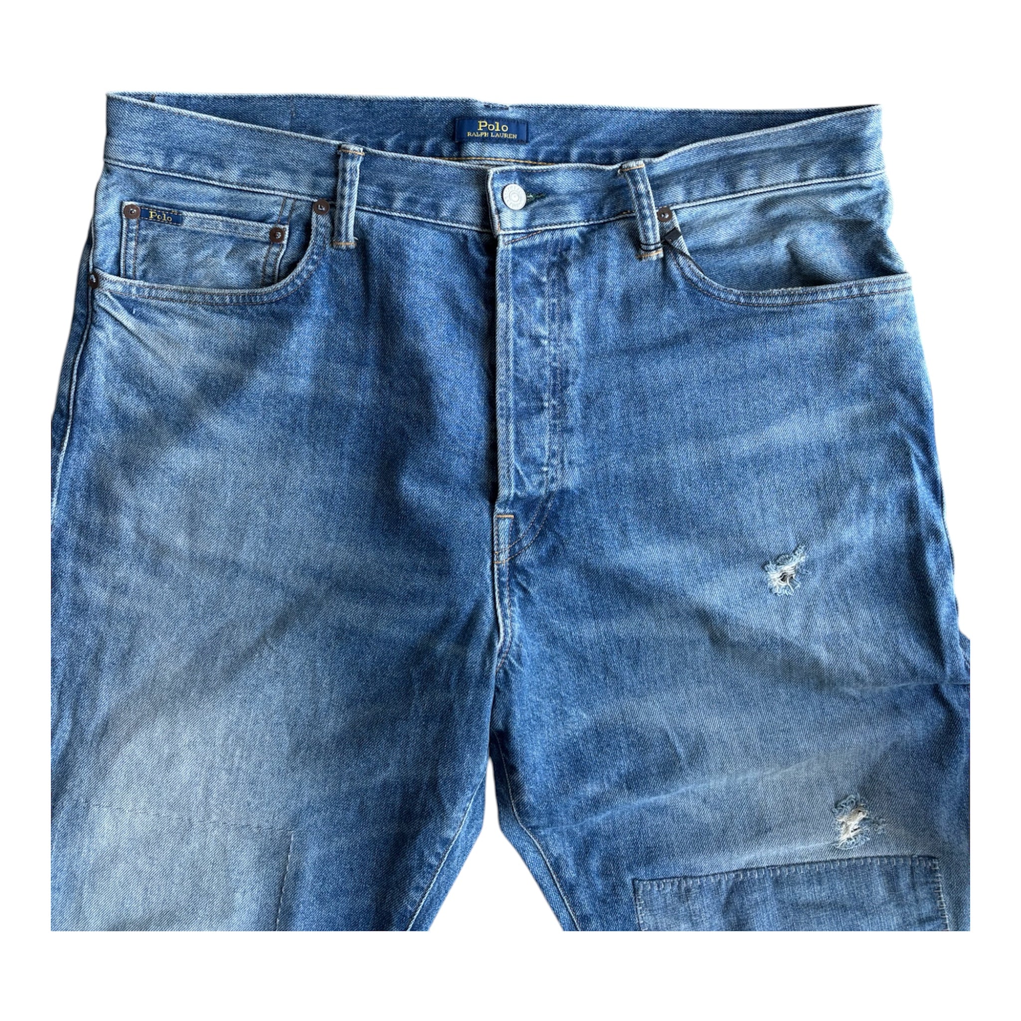Vintage Polo Ralph Lauren Distressed & Repaired Straight Leg Jeans
