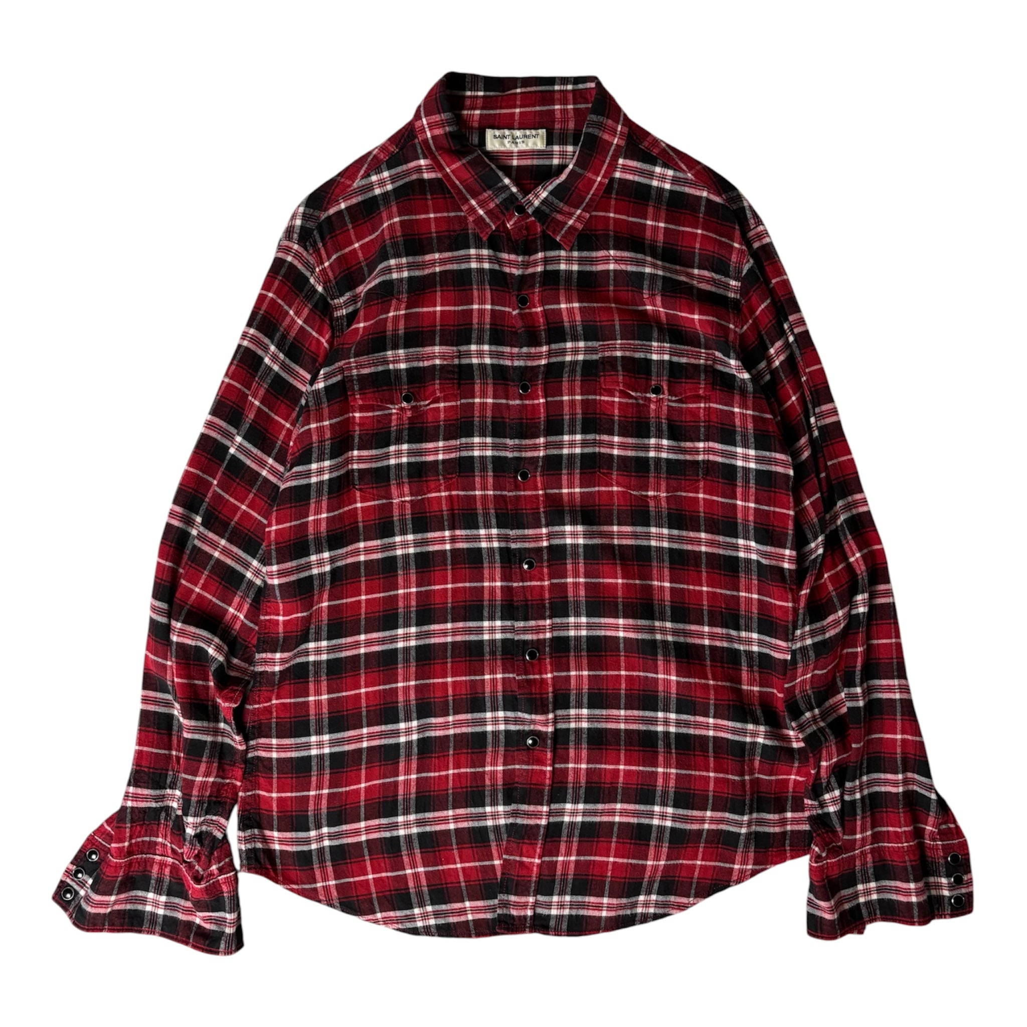 Saint Laurent Paris Tartan Western Style Flannel Shirt Size L