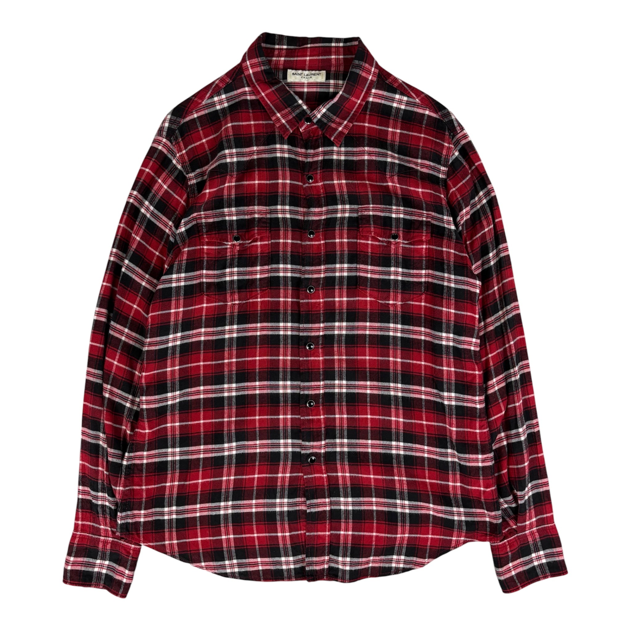 Saint Laurent Paris Tartan Western Style Flannel Shirt Size L