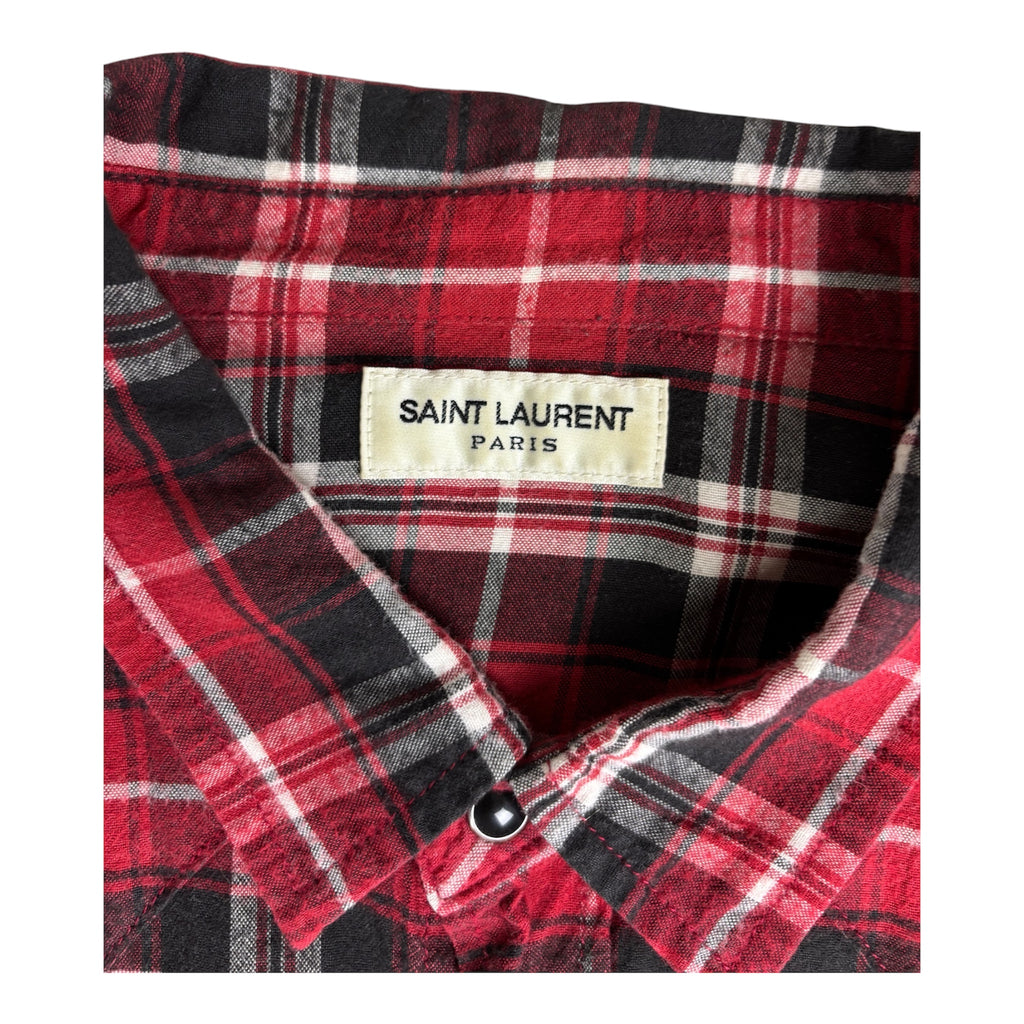 Saint Laurent Paris Tartan Western Style Flannel Shirt Size L