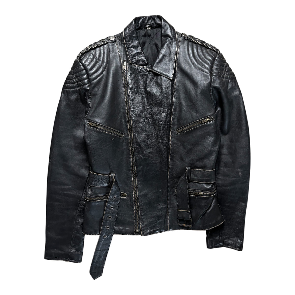 Vintage Biker Real Leather Jacket Size M