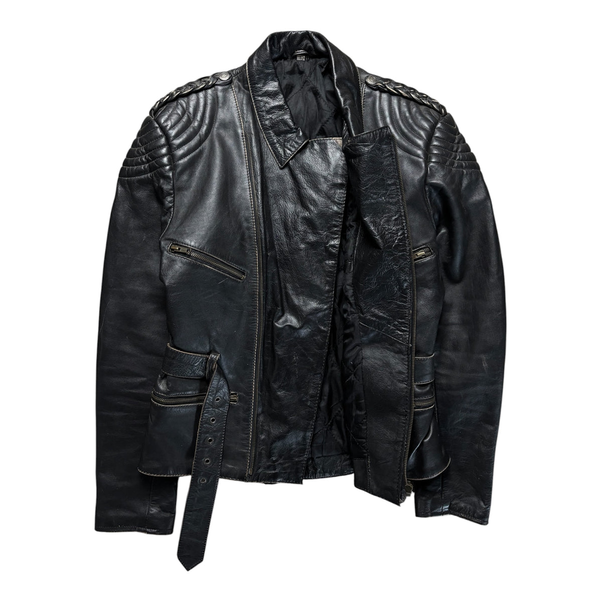 Vintage Biker Real Leather Jacket Size M