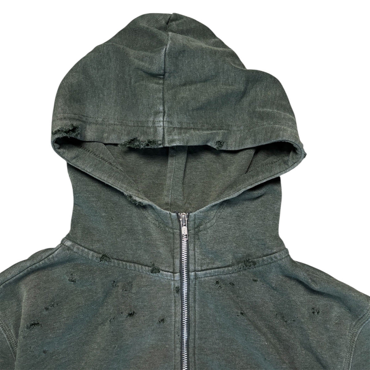Vintage Distressed Washed Out Military Green Zip Jacke Size S