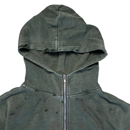 Vintage Distressed Washed Out Military Green Zip Jacke Size S